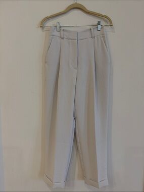 Aritzia Wilfred Cream High-Rise Pleated Trousers